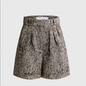 Vainness Leopard-print Linen-blend Shorts In Gray